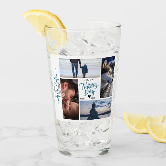 Happy Vatertag Foto Collage Individuelle Namen Glas (Vorderseite Ice)