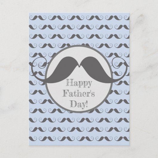 Happy Vatertag - Fun Mustache Muster Postkarte (Vorderseite)