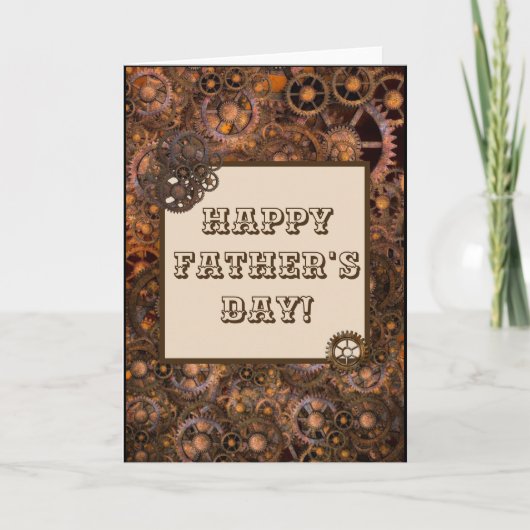 Happy Vatertag Gears Steampunk Industrial Karte (Vorderseite)