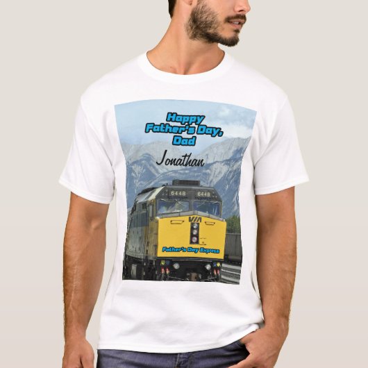 Happy Vatertag Gelbe Eisenbahn Motor T-Shirt (Vorderseite)