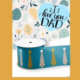 Happy Vatertag Gelbe und Aquamarine blaue Krawatte Satinband