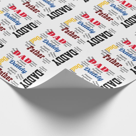 Happy Vatertag Gewohnter Text Gruß Geschenkpapier (Ecke)