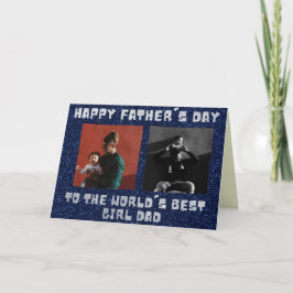 Happy Vatertag Girl Vater Foto Glitzer Card Karte