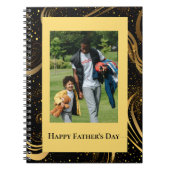 Happy Vatertag Gold Leafy Black Wirbel Foto Notizblock (Vorderseite)