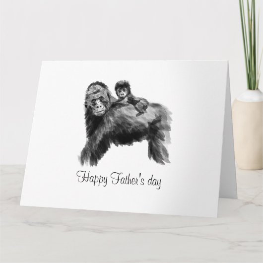 Happy Vatertag Gorilla mit Baby Karte (Vorderseite)