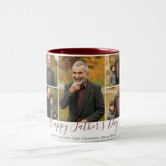 Happy Vatertag, Großvater Fünf Foto Zweifarbige Tasse (Mittel)