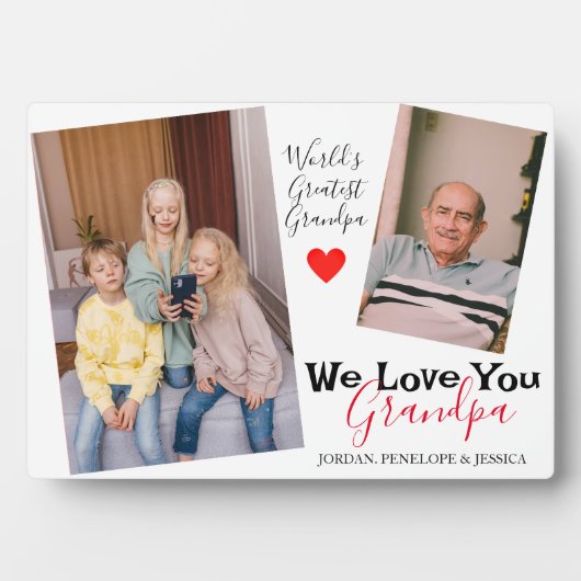 Happy Vatertag, Großvater zwei Foto Fotoplatte (Vorderseite)