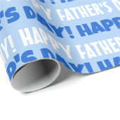 Happy Vatertag hellblaue Hintergrundfarbe Geschenkpapier (Rolleneckpunkt)