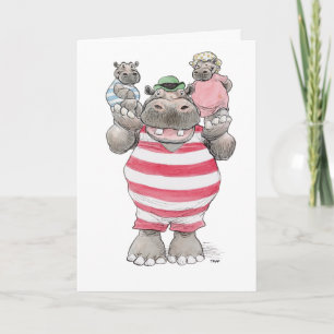 Happy Vatertag Hippos Card Karte