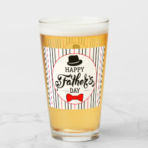 Happy Vatertag Hut und Krawatte Glas