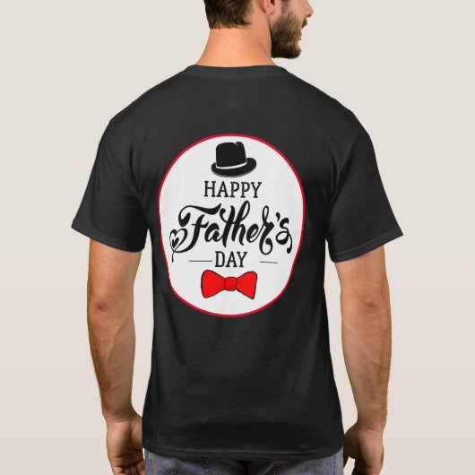 Happy Vatertag Hut und Krawatte T-Shirt (Rückseite)