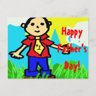 Happy Vatertag in "Crayon" Postkarte