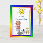 Happy Vatertag Junge und Hund Karte (Gelbe Blume)