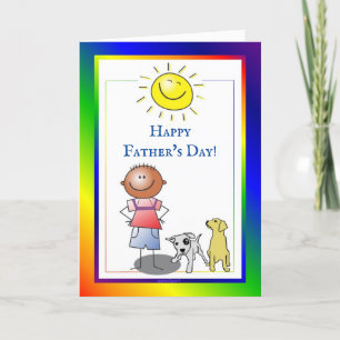 Happy Vatertag Junge und Hund Karte