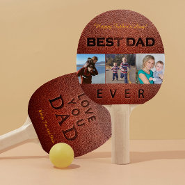 Happy Vatertag Leder Briefmarke 3 Foto Collage Tischtennis Schläger