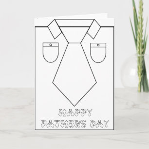 Happy Vatertag Linie Art Necktie Schriftart Shirt  Karte