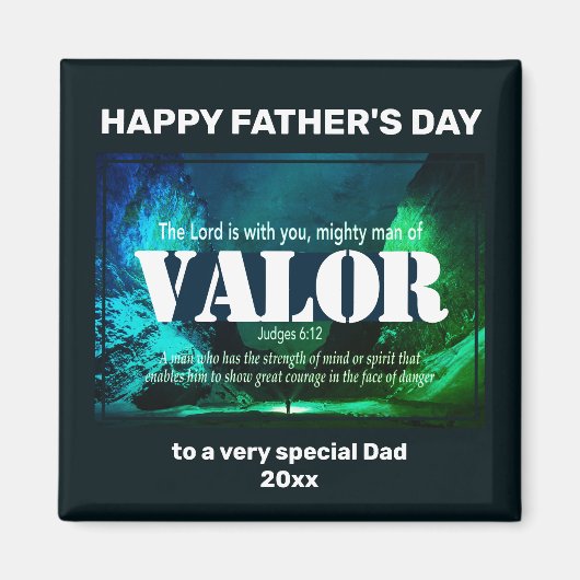 Happy Vatertag MIGHTY MAN OF VALOR Magnet (Vorne)