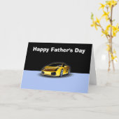Happy Vatertag mit gelbem Rennwagen zum Vater Karte (Gelbe Blume)