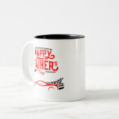 Happy Vatertag mit Racing Red Car Zweifarbige Tasse (Vorderseite Links)