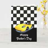 Happy Vatertag mit Rennwagen zum Vater Karte (Gelbe Blume)