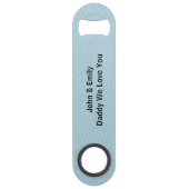 Happy Vatertag Modernes Blue Foto Collage Speed Flaschenöffner (Rückseite)