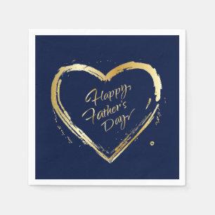 Happy Vatertag Modernes Design Gold Herz Serviette