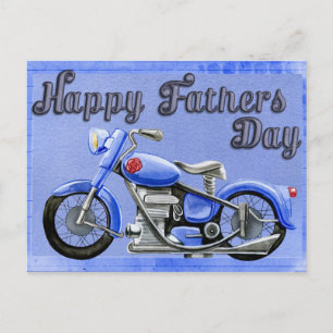 Happy Vatertag Motorrad-Postkarte auf blau Postkarte