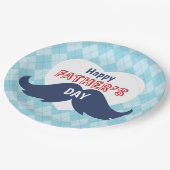 Happy Vatertag Mustache und Herz Pappteller (Schrägansicht)