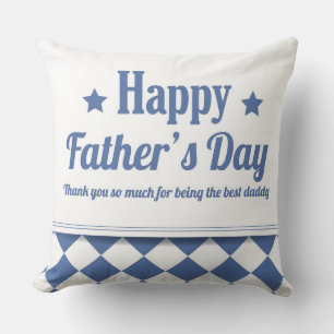 Happy Vatertag Pillow Blue Zickzack Blue Stripe Kissen