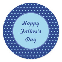 Happy Vatertag Polka Dot Round Stickers (Marine)