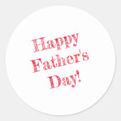 Happy Vatertag roter Text Runder Aufkleber (Vorderseite)