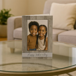 Happy Vatertag Rustikales Graues Wood Foto Karte