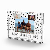 Happy Vatertag Schwarz-weißes Muster 3 Fotoblock (Rechts)