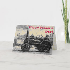 Happy Vatertag sepia card mit Steam Tractor Karte