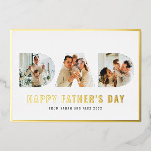 Happy Vatertag VATER 3 Foto Gold Foil Card Folieneinladung