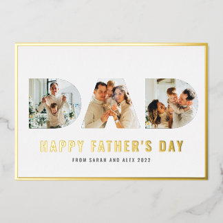 Happy Vatertag VATER 3 Foto Gold Foil Card Folieneinladung