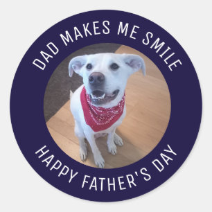 Happy Vatertag Vater macht mich lächeln Hund Foto Runder Aufkleber