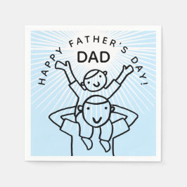 Happy Vatertag Vater mit Kind Cartoon Serviette