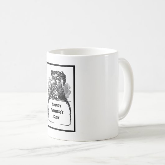Happy Vatertag Vintages Retro Zeichnend Kaffeetasse (VorderseiteRechts)