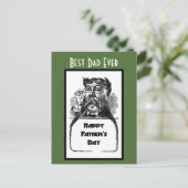 Happy Vatertag Vintages Retro Zeichnend Postkarte (Stehend Vorderseite)