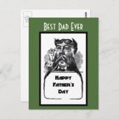 Happy Vatertag Vintages Retro Zeichnend Postkarte (Vorne/Hinten)