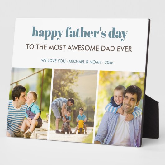 Happy Vathers Day 3 Foto Collage Personalisiert Fotoplatte (Seite)