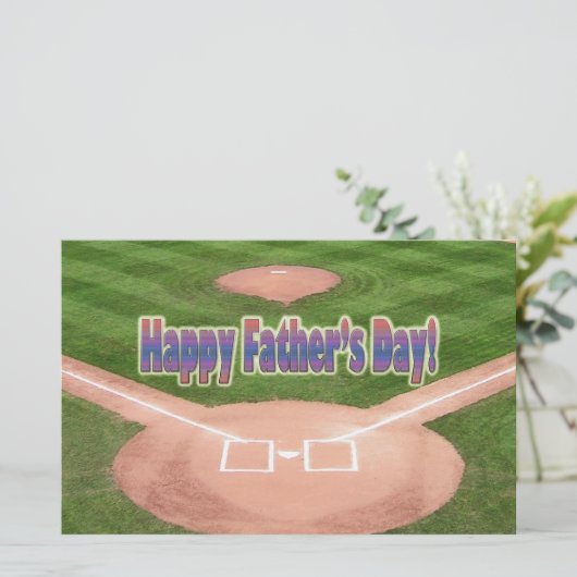 Happy Vathers Day Baseball Briefpapier (Stehend Vorderseite)