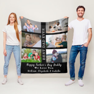 Happy Vathers Day Best Vater alle 6 Fotos Collage Fleecedecke