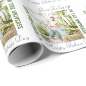 Happy Vathers Day Bester Vater im Universum Foto Geschenkpapier (Rolleneckpunkt)