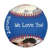 Happy Vathers Day Bester Vater je 2 Foto Blau Baseball (Rückseite)