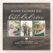 Happy Vathers Day Bester Vater je 3 FotoCollage Glasuntersetzer (Vorderseite)