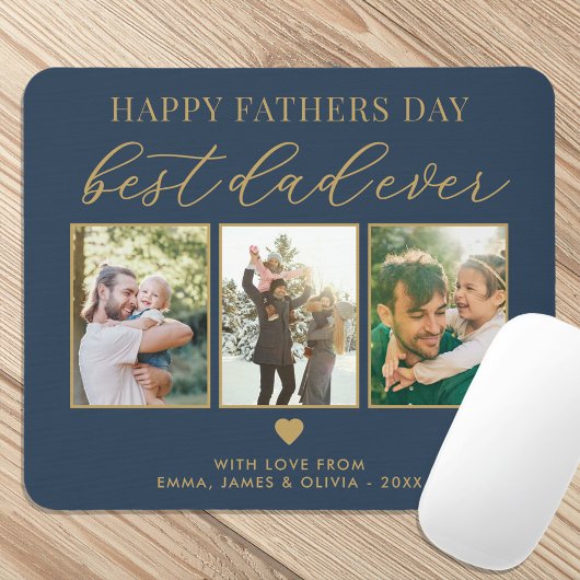 Happy Vathers Day Bester Vater je 3 FotoCollage Mousepad