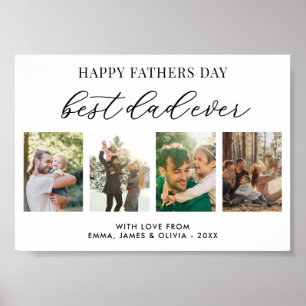 Happy Vathers Day Bester Vater je 4 FotoCollage Poster