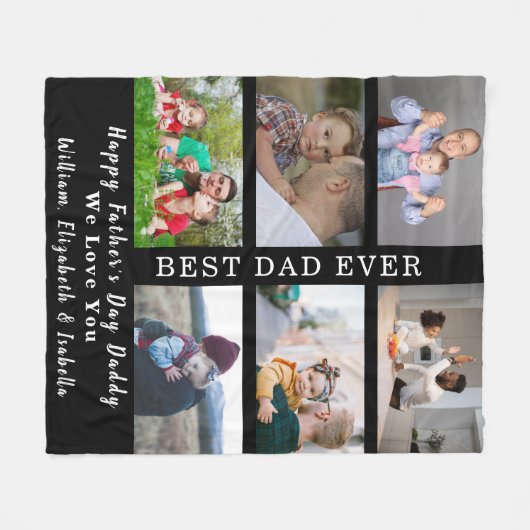 Happy Vathers Day Bester Vater je 6 FotoCollage Fleecedecke (Vorderseite (Horizontal))